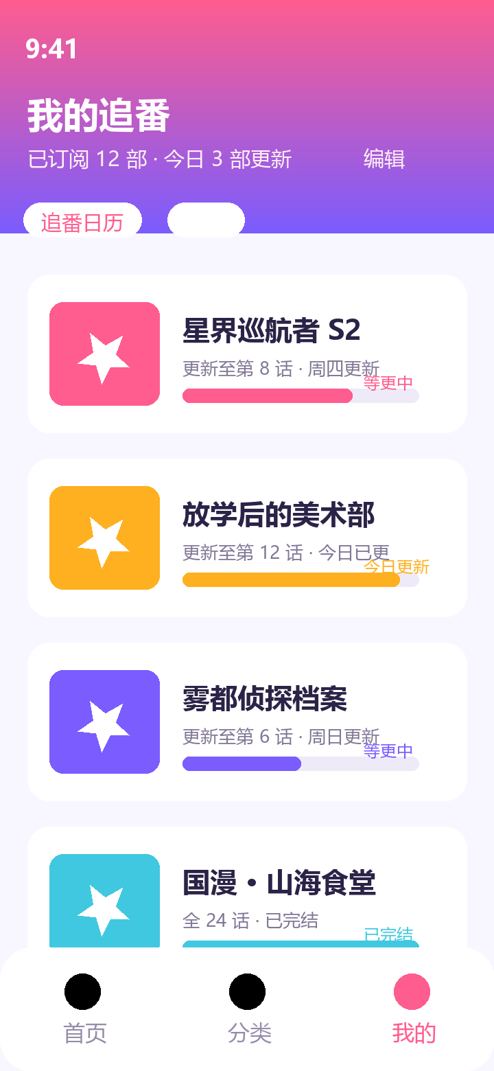 动漫共和国追番日历